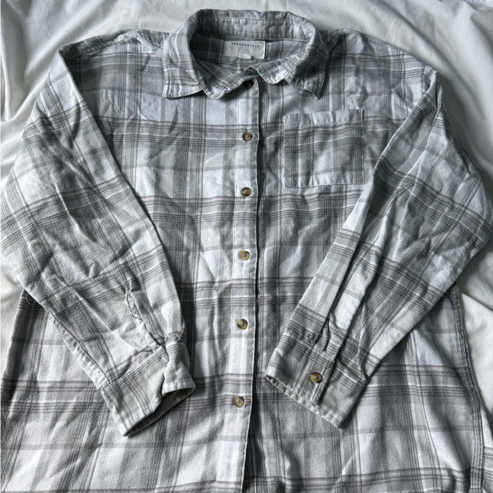 Aeropostale Light Gray Checkered Men's Shirt